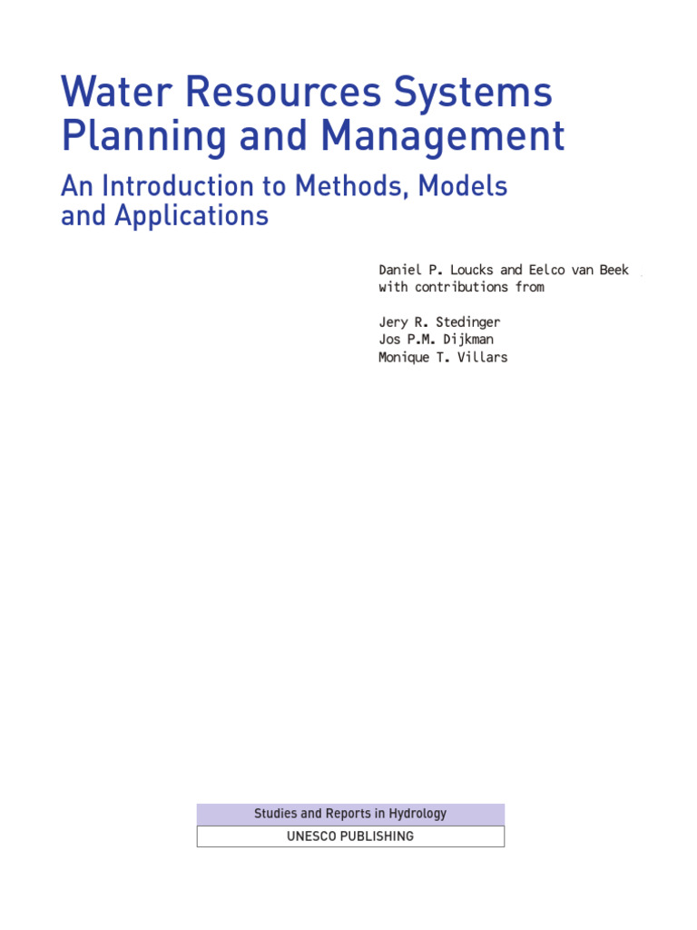 Water Resources Systems Planning and Management An Introduction To