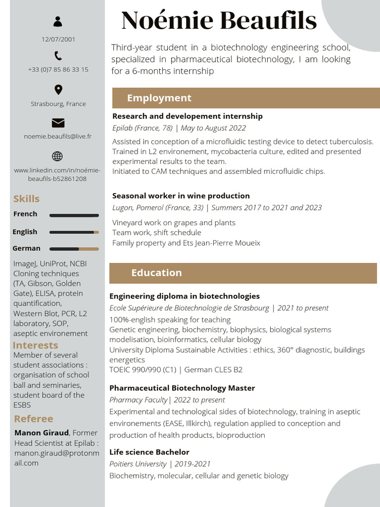 Resume CV 1695709426 | PDF | Biotechnology | Biology