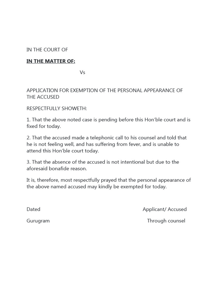 Exemption Application | PDF