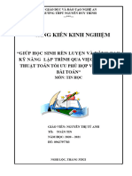 Sáng kiến kinh nghiệm THPT - Giúp học sinh rèn luyện và nâng cao kĩ năng lập trình qua việc lựa chọn thuật toán tối ưu phù hợp với dữ liệu bài toán - 1466491