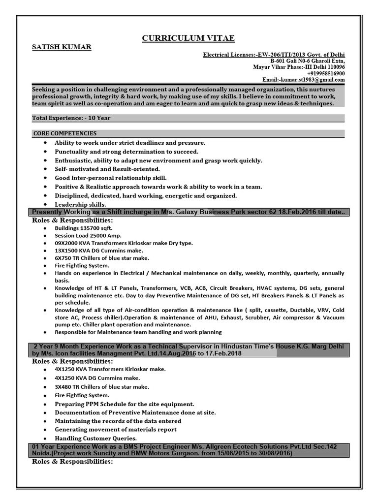 Resume Satish Kumar | PDF
