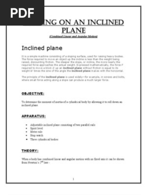 Inclined plane experiment discussion