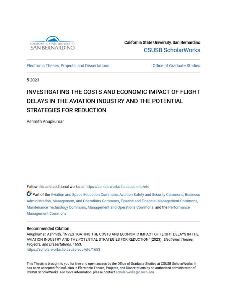Economic Impact of Flight Delays Analysis | PDF | Airlines | Airport