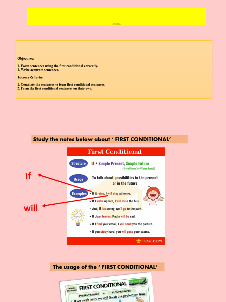 Grammar Form 1 - First Conditional | PDF