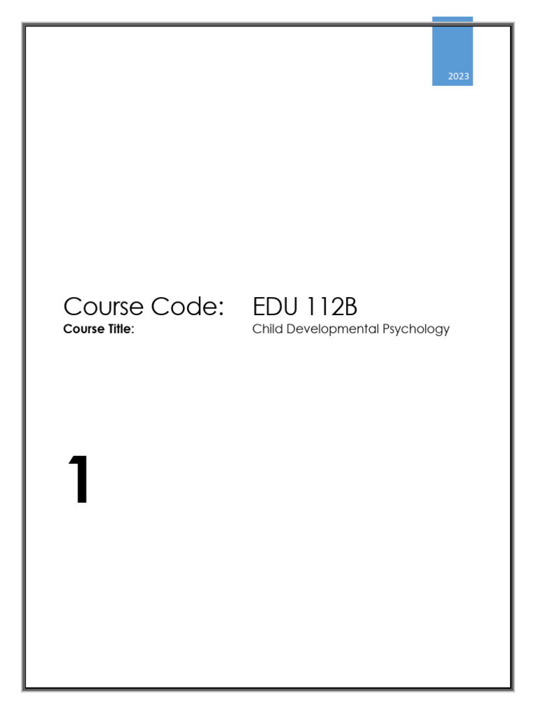 Child Dev Psychology Part 1 Pdf Id Developmental Psychology