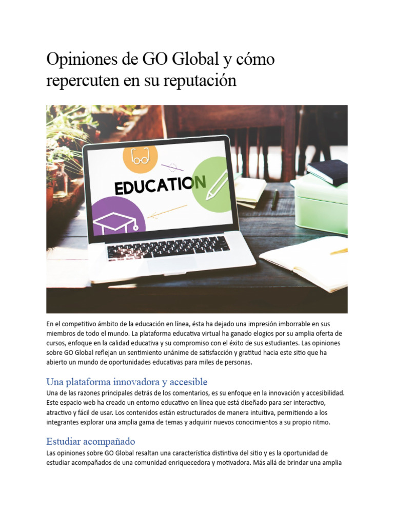 Opiniones sobre GO Global: ¿Confiable? | PDF | Aprendizaje | Marketing