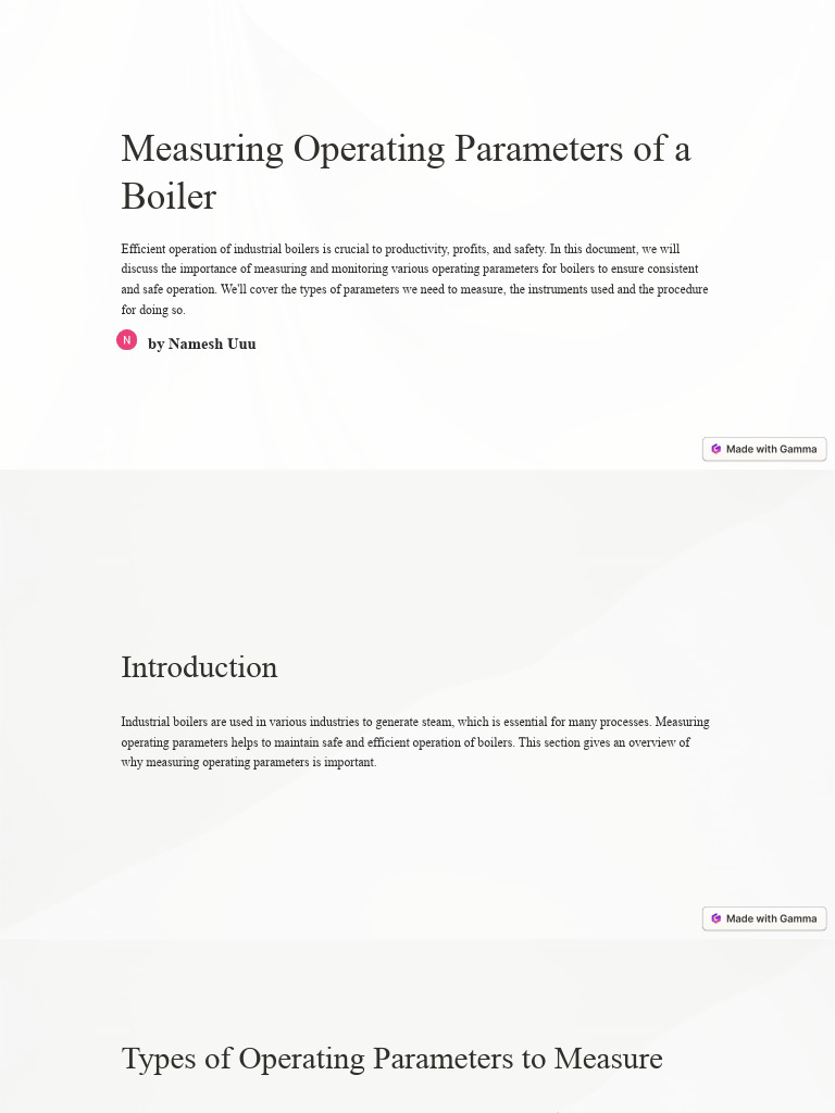 Measuring Operating Parameters of A Boiler | PDF | Boiler | Calibration