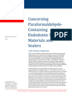 Concerning Paraformaldehyde-Containing Endodontic Filling Materials and Sealers
