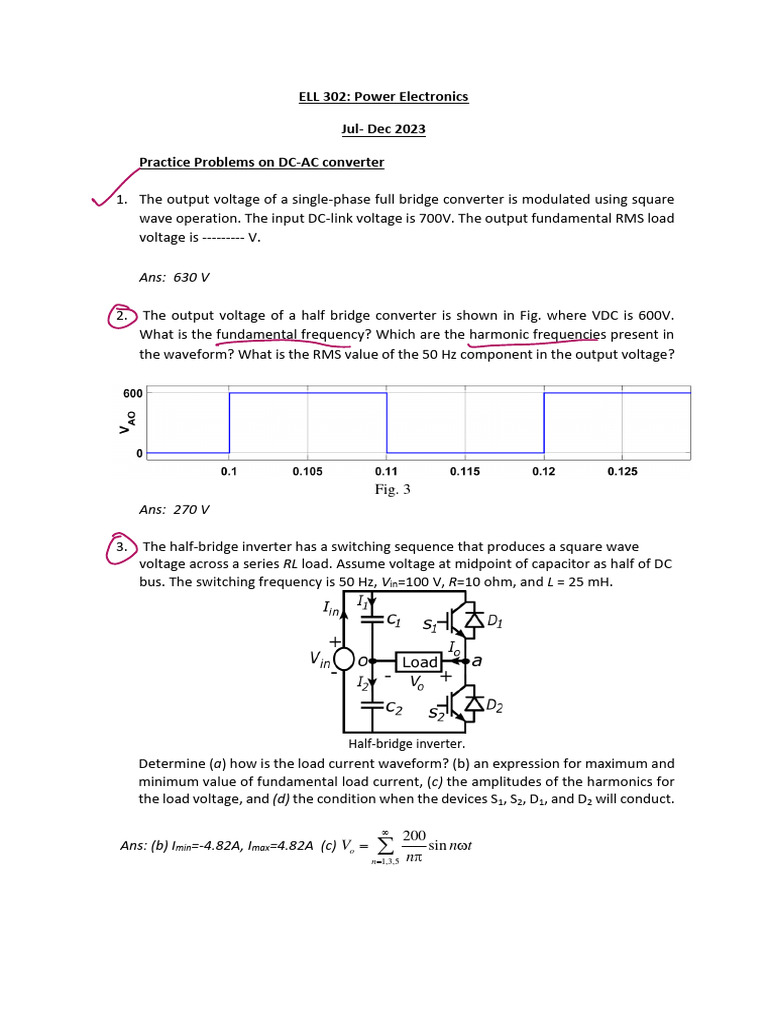 DC Ac Converter - Practice Set | PDF | Science & Mathematics