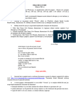 Fisa de Lucru Microsoft Word Clasa 7