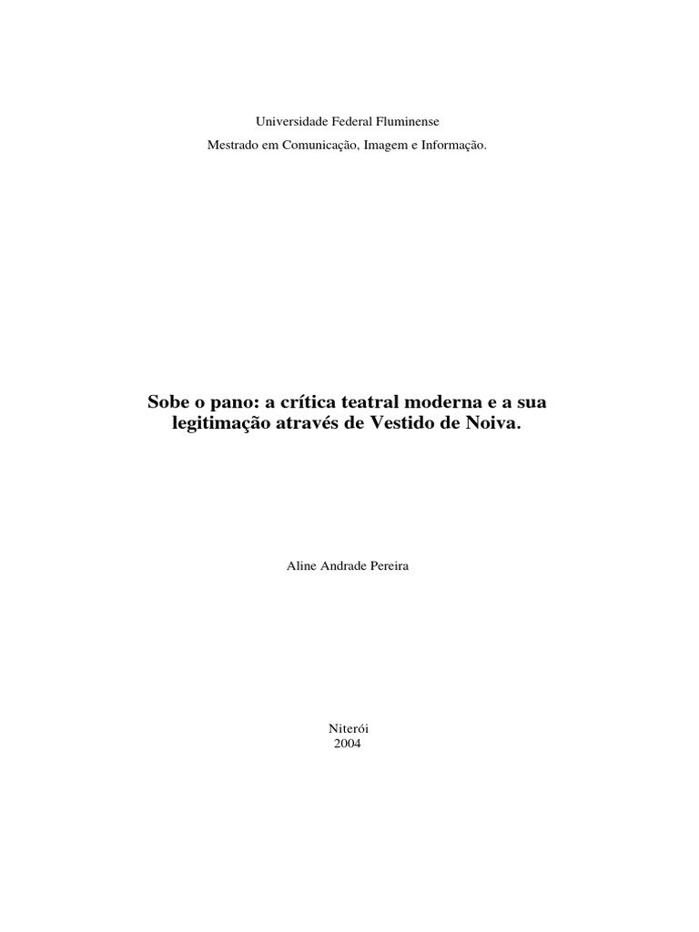 Dissertação - Crítica A Partir de Vestido de Noiva | PDF | Estado ...