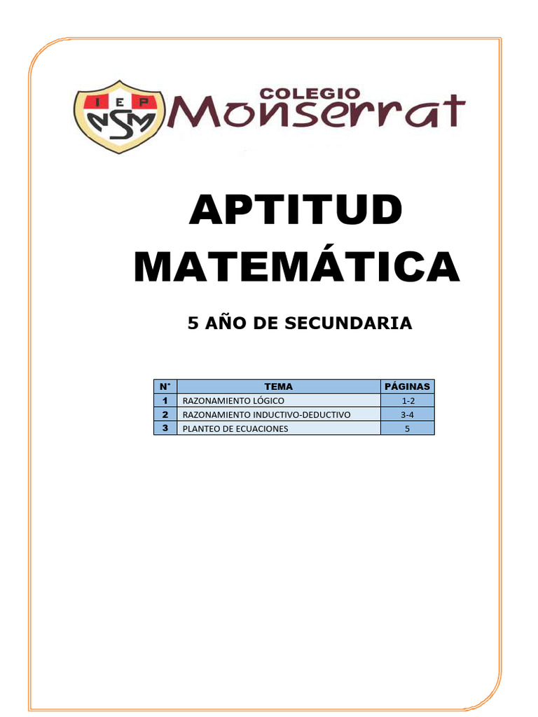 Aptitud Matemática I Bimestre Pdf