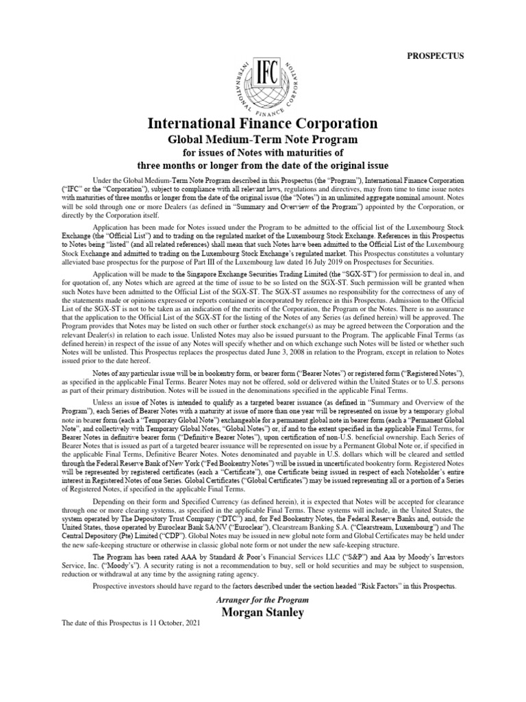 IFC Global Medium-Term Note Program | PDF | International Finance ...