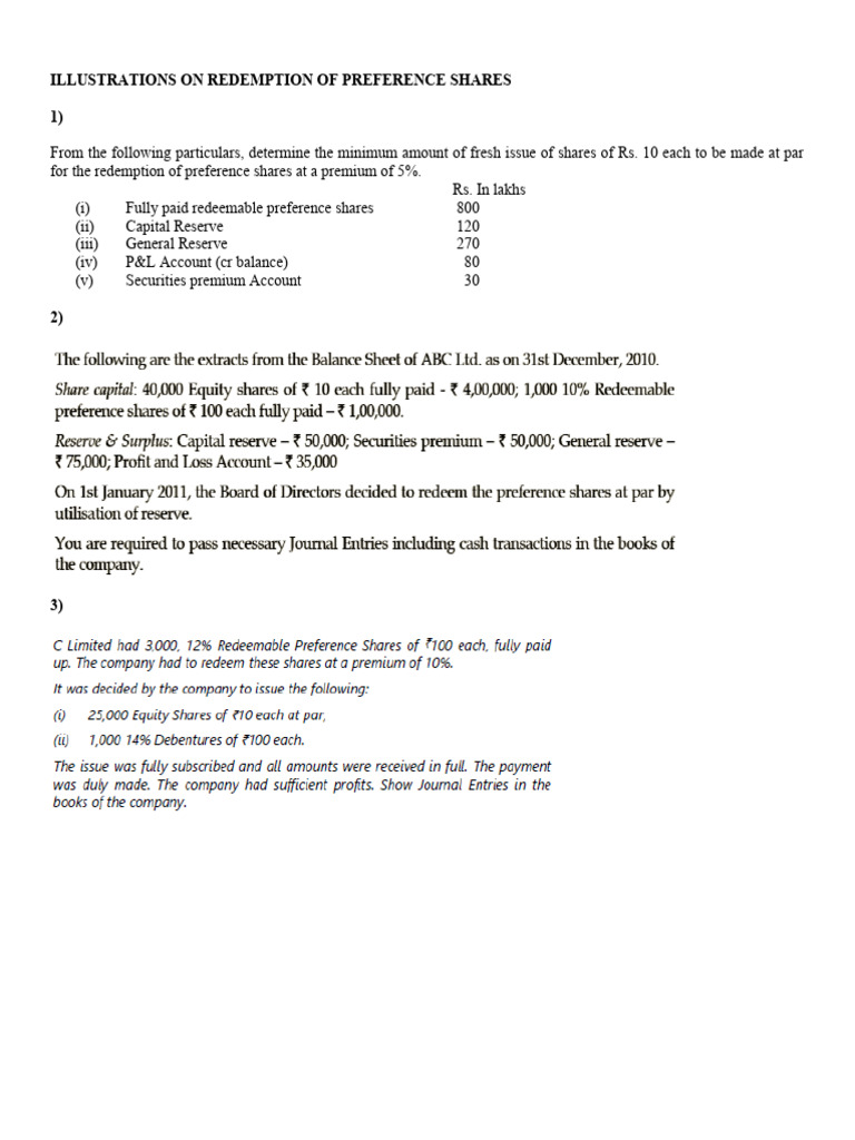 redemption-of-preference-shares-illustrations-pdf-equity-finance
