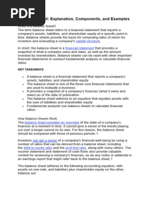 Balance sheet