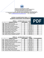 ALUNOS CLASSIFICADOS - OBMEP 2023