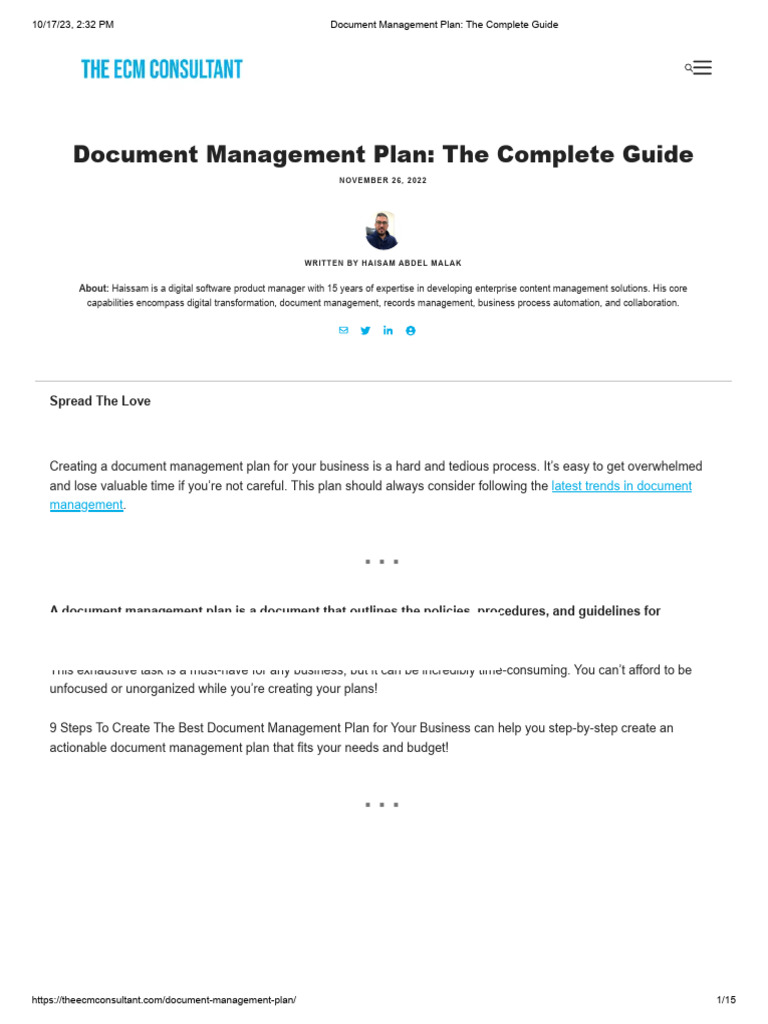 Document Management Plan - The Complete Guide | PDF | Share Point ...
