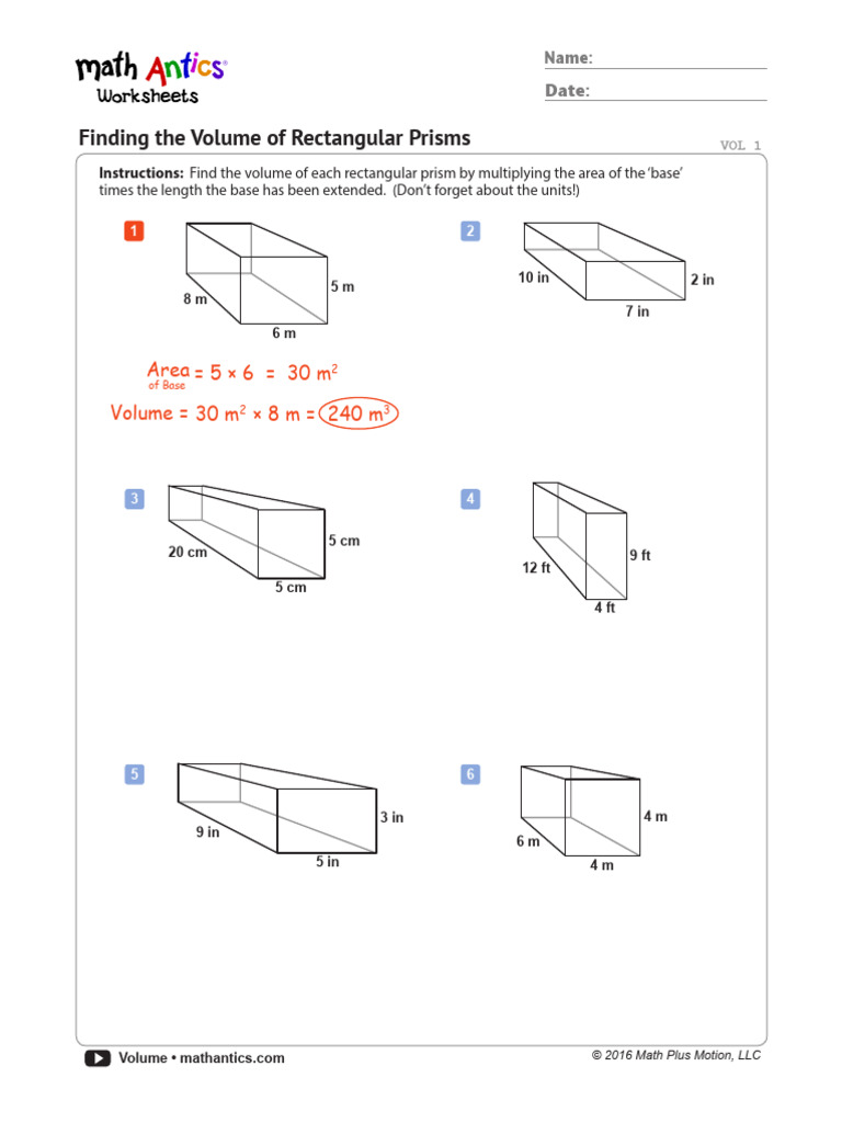 Worksheets Volume | PDF | Volume | Area