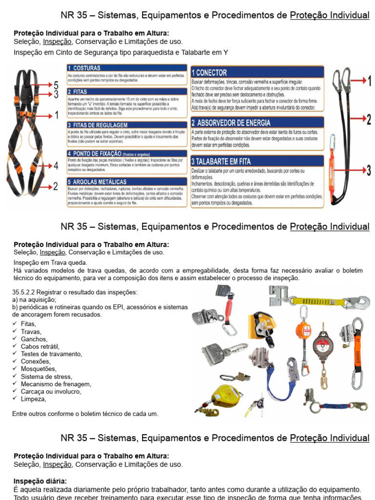 Inspeção e Manutenção de EPIs NR 35 | PDF