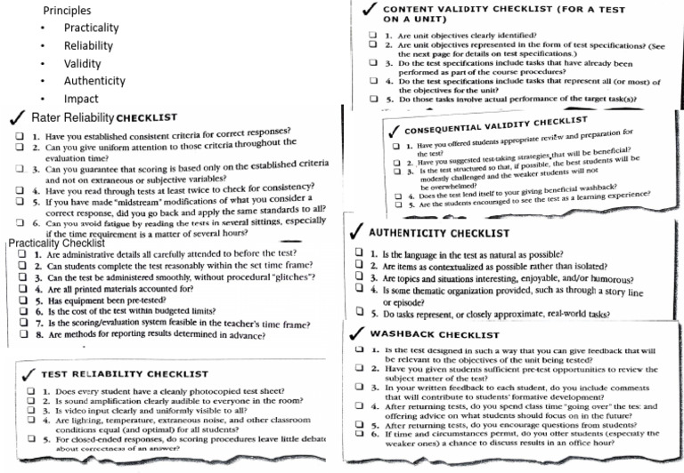 Checklist principles of language assessment pdf