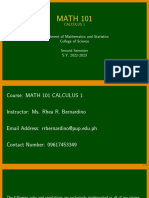 Class Orientation - Math 101 (2ND Sem 22-23)