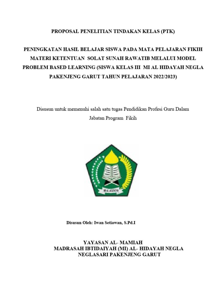 Proposal PTK PPG 2023 Iwan Setiawan | PDF | Karier & Perkembangan ...