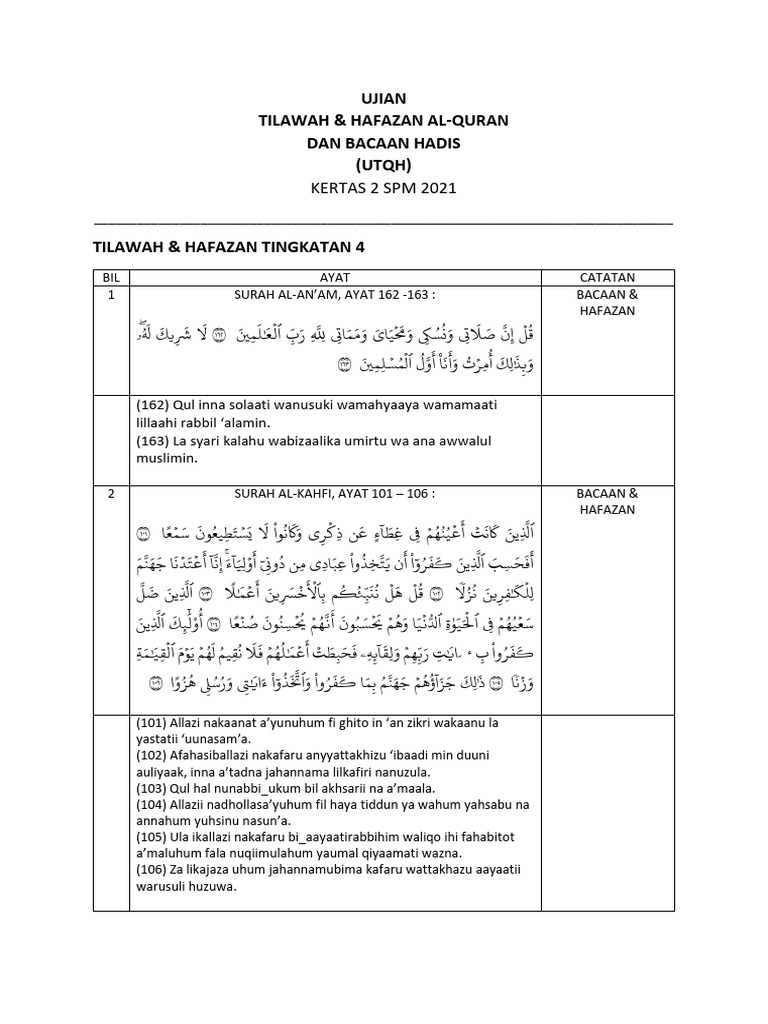 Ayat Dan Hadis Utqh & Rumi | PDF