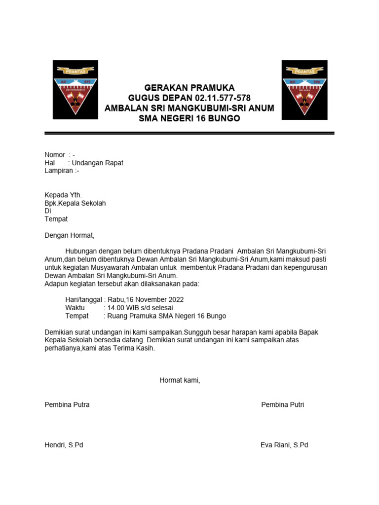 Surat Undangan Musyawarah Ambalan | PDF