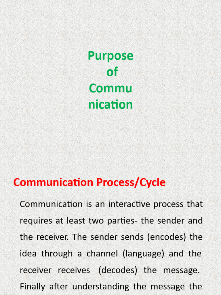 Communication Process and Purpose - Unit 1 | PDF | Communication ...