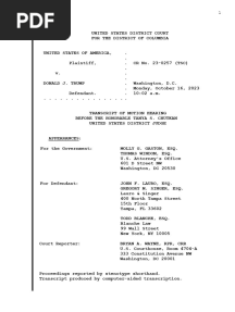 Trump Gag Order Hearing Transcript October 16