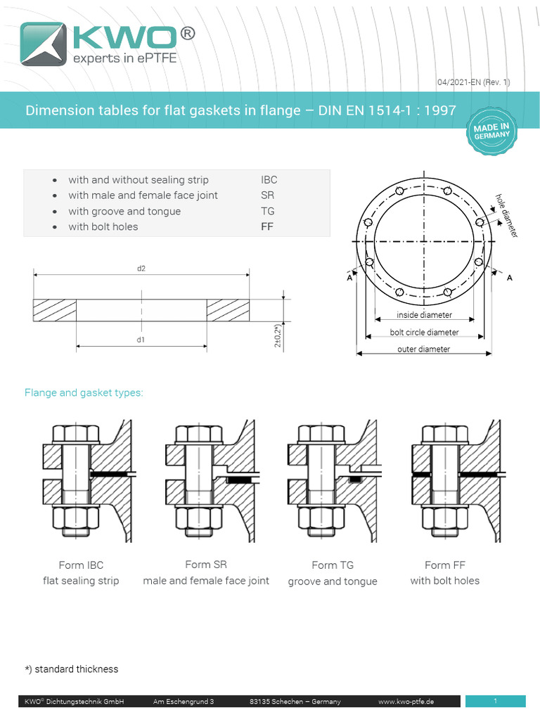 Tbs Dimension Tables Flat Gaskets Din en 1514 042021 en PDF