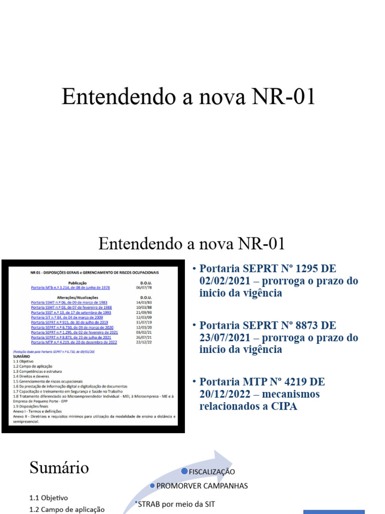 Apresentação Entendendo A Nova Nr 01 Disposições Gerais E