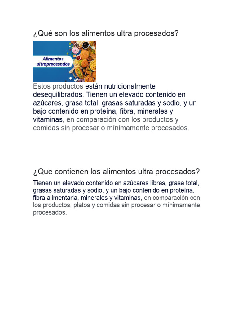 Qué Son Los Alimentos Ultra Procesados | PDF