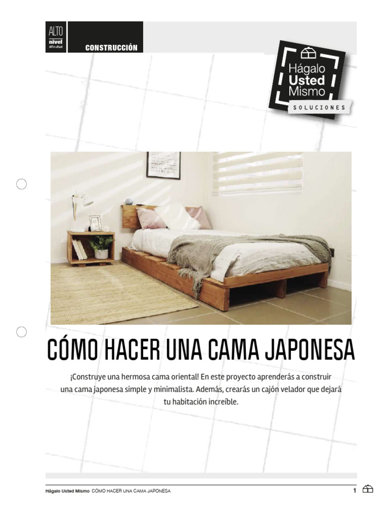 Construye Cama Japonesa DIY | PDF | Hogar, jardinería y bricolaje | Arte, image size:768x1024