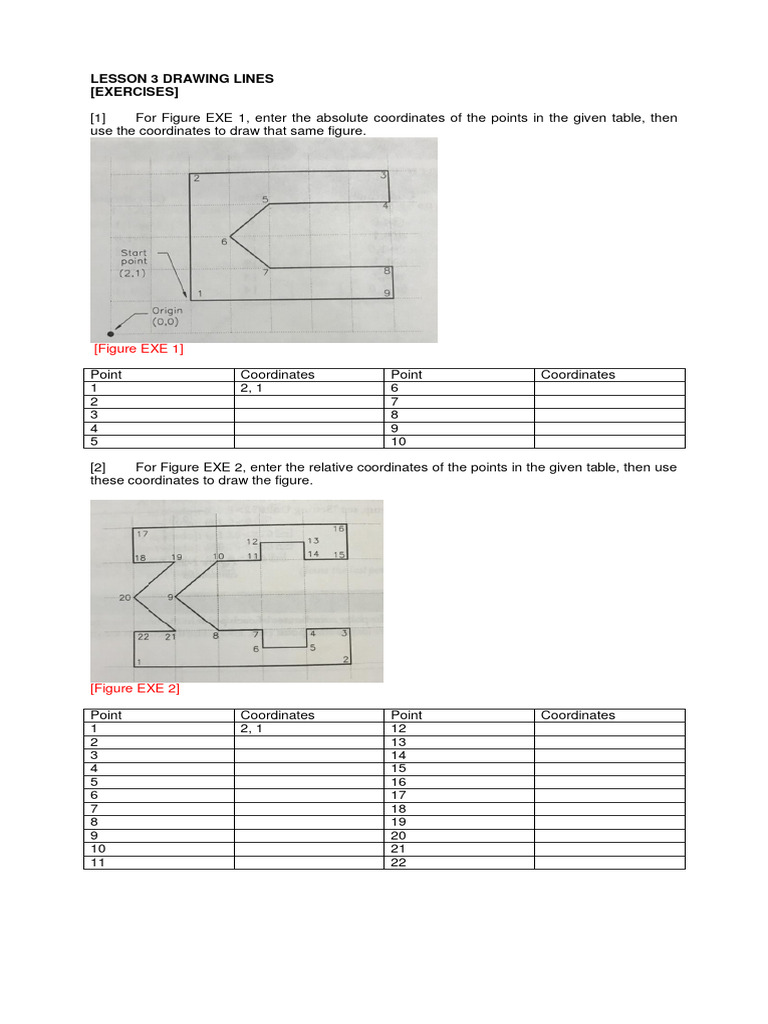Drawing Lines: Coordinate Exercises | PDF