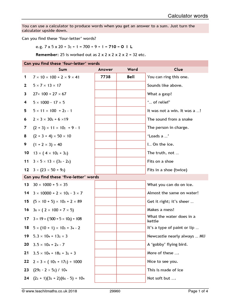Fun with Calculator Words | PDF