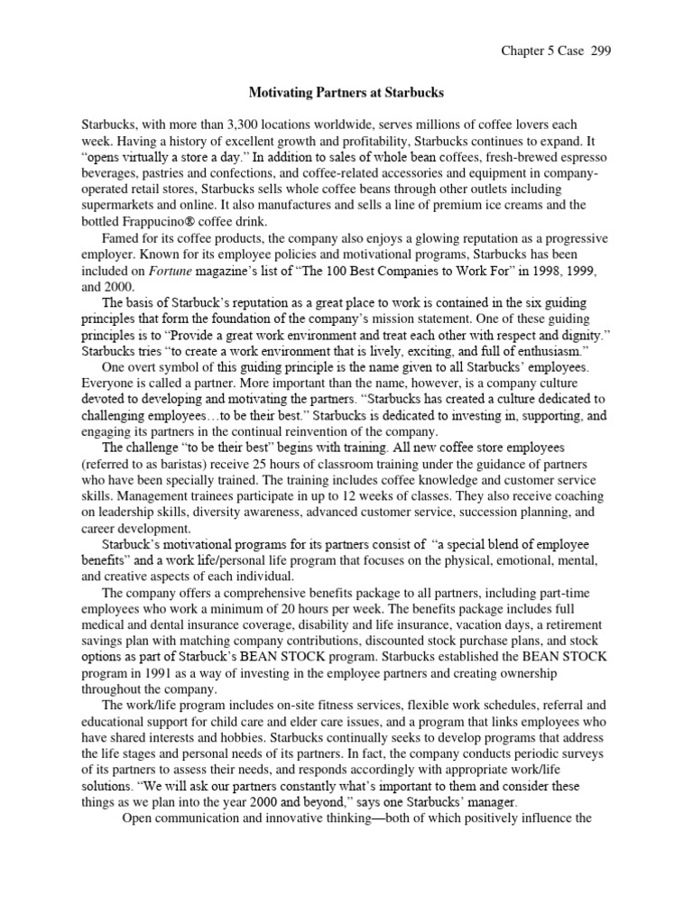 Assign 4 motivating partners at starbucks pdf starbucks employment