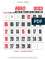 Calendario 2023 para Imprimir 11 Novembro