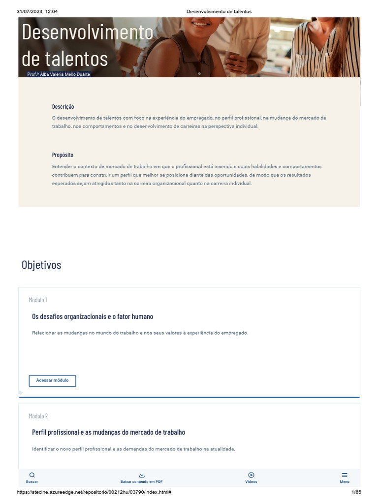 Desenvolvimento de Talentos no Trabalho | PDF | Gestão de recursos ...