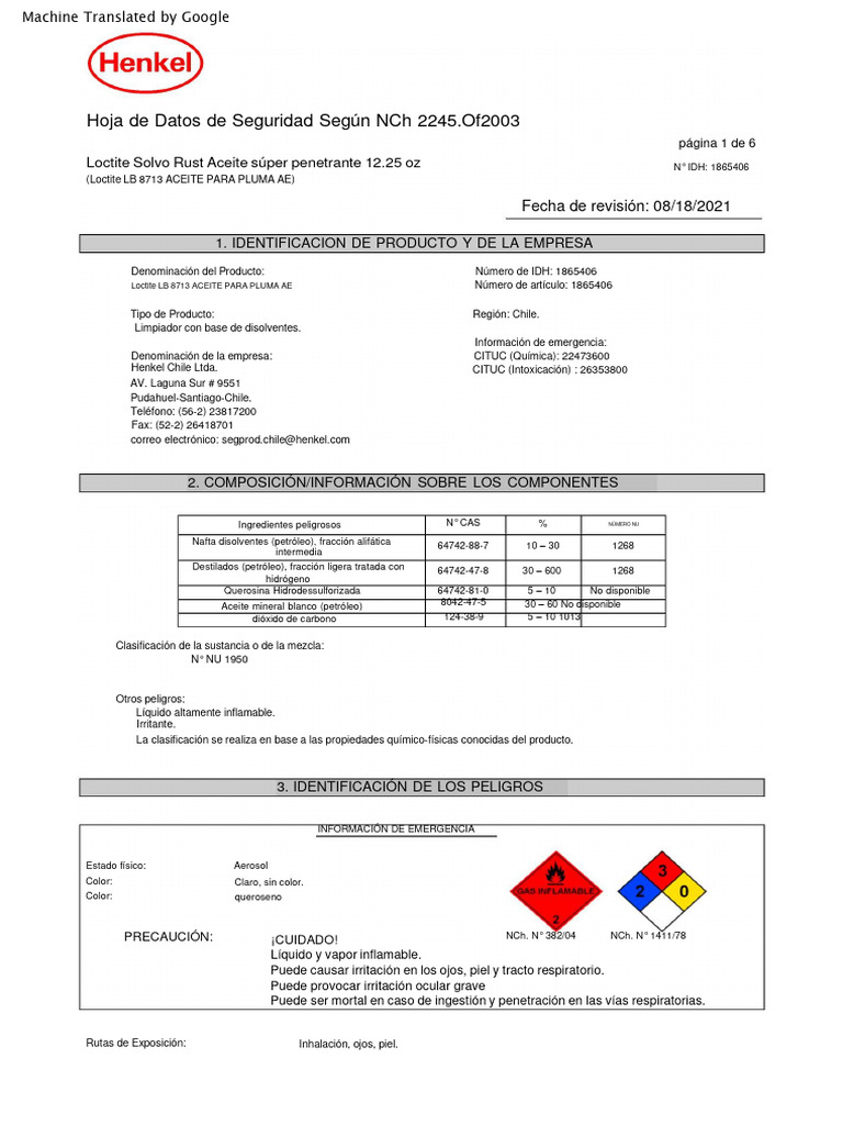 Msds loctite lb 8713 aceite penetrante pdf combusti n solvente
