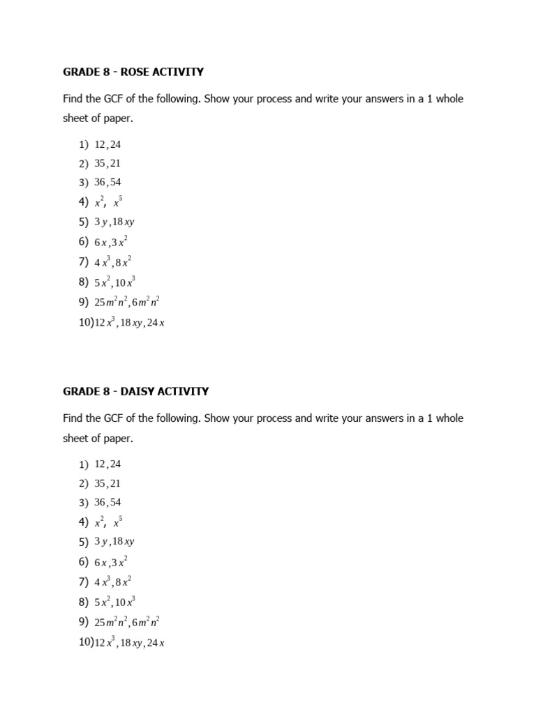 GRADE 7 and 8 Activity | PDF