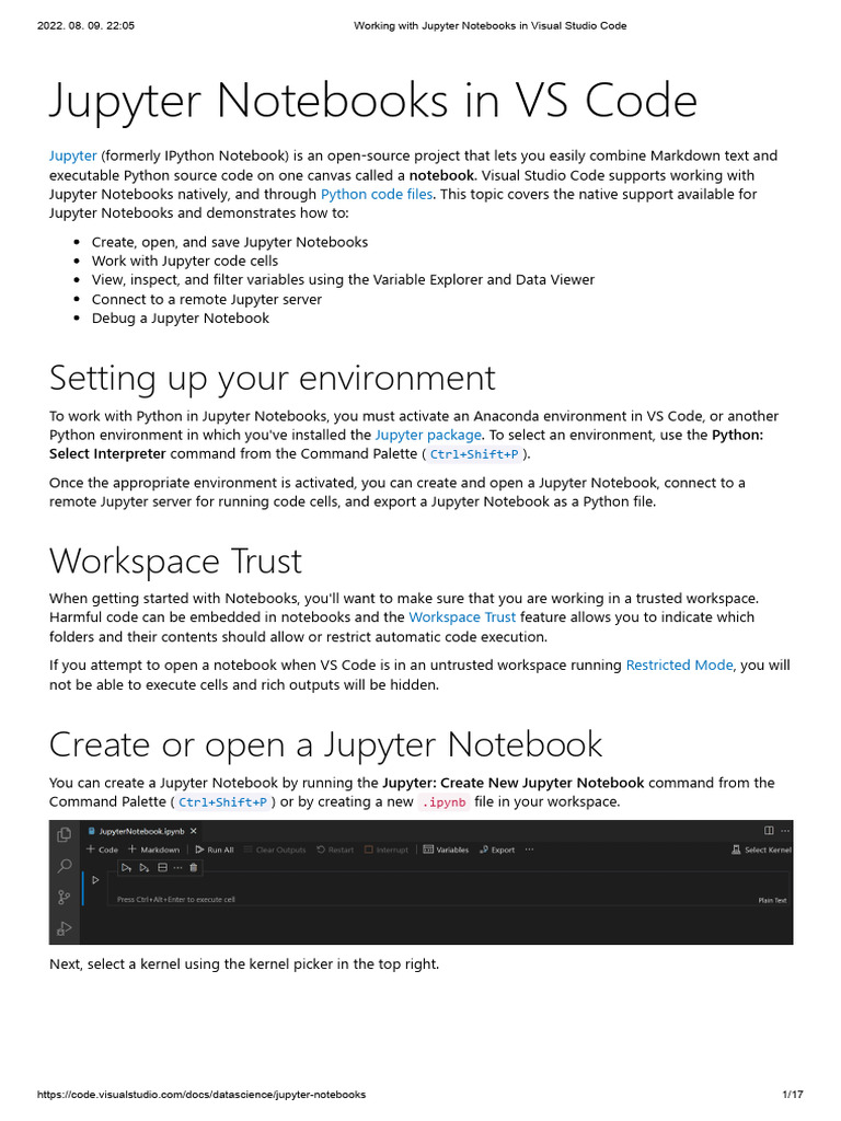 Working with Jupyter Notebooks in Visual Studio Code | PDF