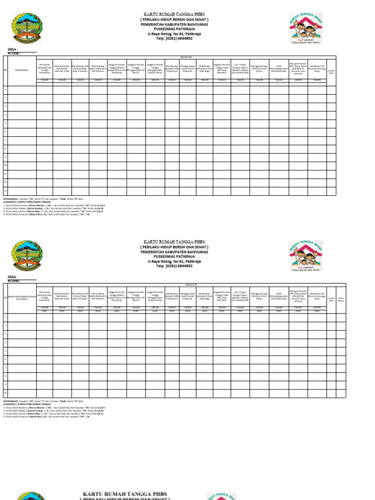 Form Phbs Rumah Tangga 2023 Pdf