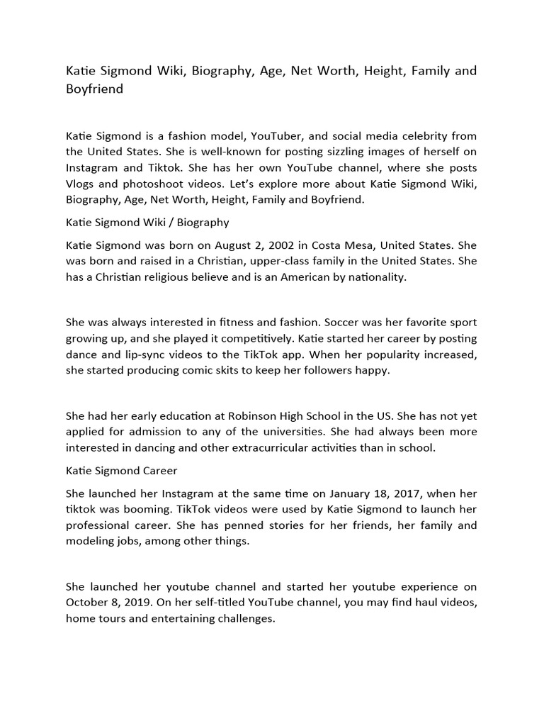 Katie Sigmond PDF Social Science Lifestyle