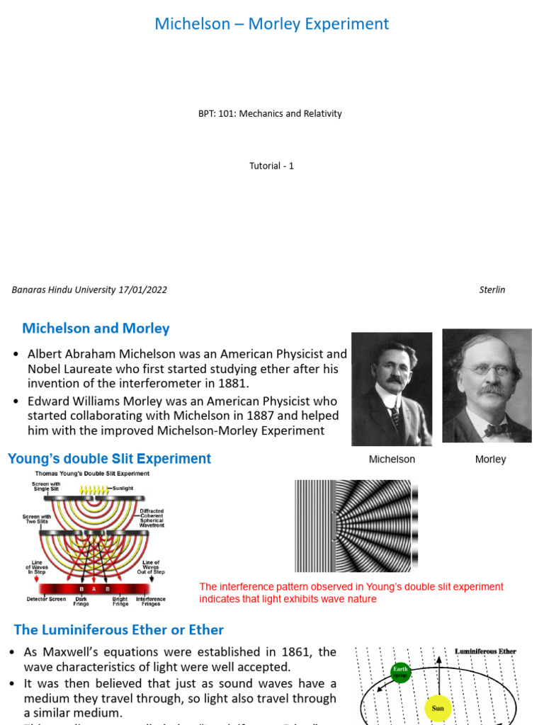 Michelson Morley Experiment Pdf