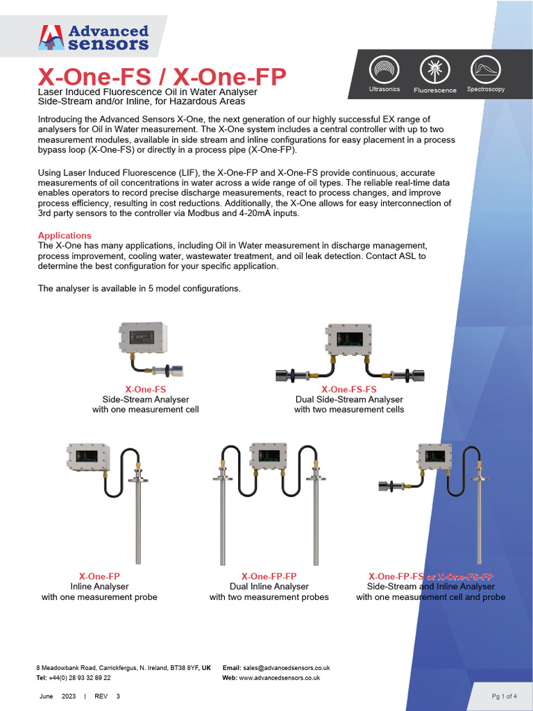 Advanced Sensors X-One Oil Analyzer | PDF
