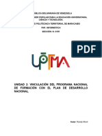 Unidad 2 Vinculación Del Programa Nacional de Formación Con El Plan de Desarrollo Nacional.