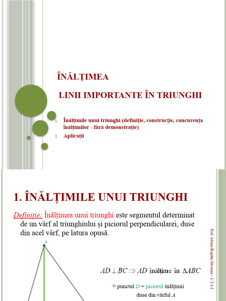 Inaltimile Unui Triunghi Clasa A VI A 2 | PDF