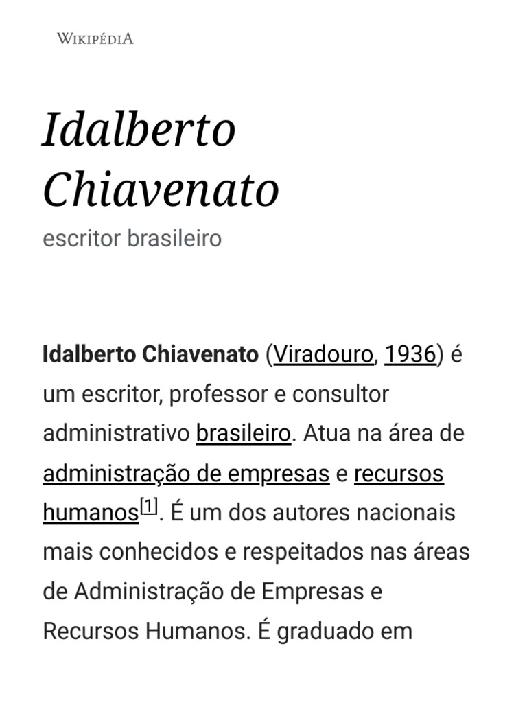 Idalberto Chiavenato Wikipédia A Enciclopédia Livre Pdf