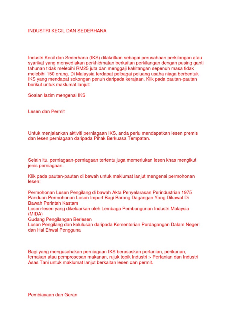 Industri Kecil Dan Sederhana Pdf